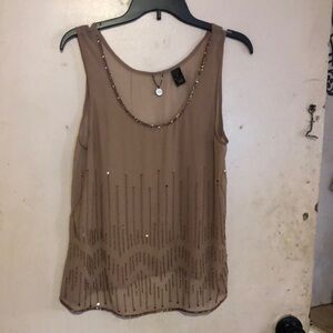 Elegant Tan Sleeveless Top